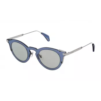 POLICE SPL624460579 Occhiali da sole da donna - montatura in acetato nero lucido, lenti in policarbonato grigie, protezione UV400, larghezza lente 46 mm