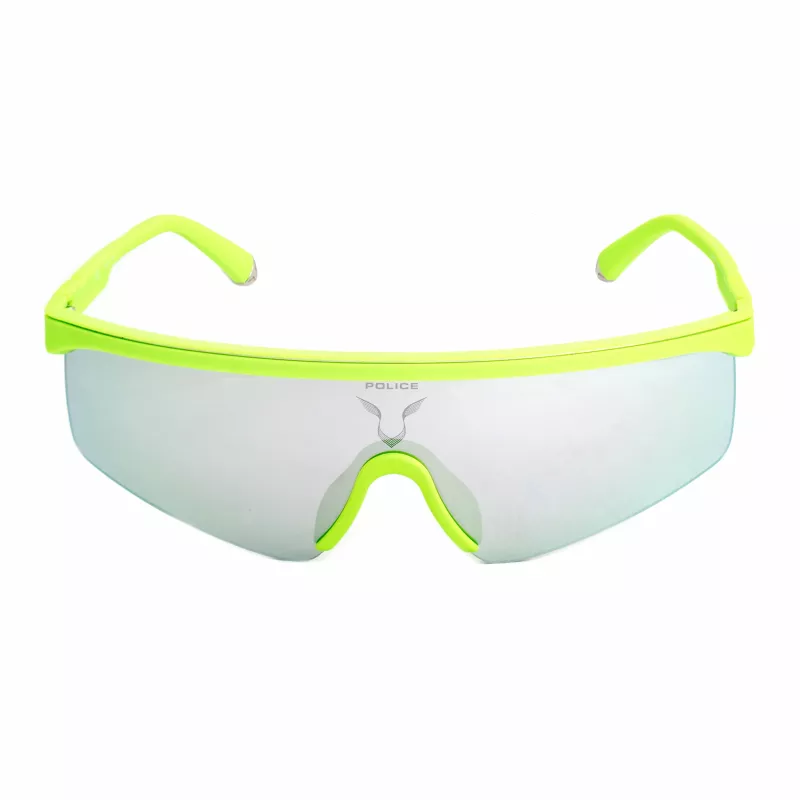 POLICE SPLA28997B8X Occhiali da sole da uomo - montatura nera lucida, lenti specchiate blu