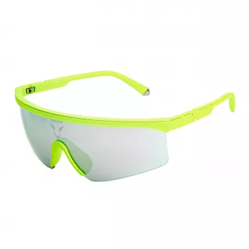 POLICE SPLA28997B8X Occhiali da sole da uomo - montatura nera lucida, lenti specchiate blu