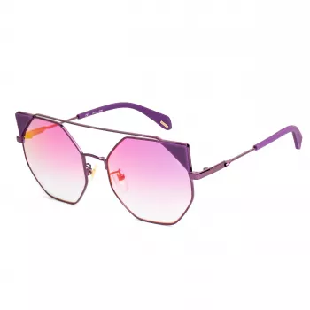 POLICE SPLA95568TNV occhiali da sole a gatto da donna - montatura nera, lenti grigie sfumate 56 mm