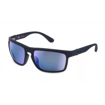 Occhiali da sole rettangolari uomo POLICE SPLF63-6306QS - montatura nero lucido, lenti grigio fumo, 63/18/130 mm