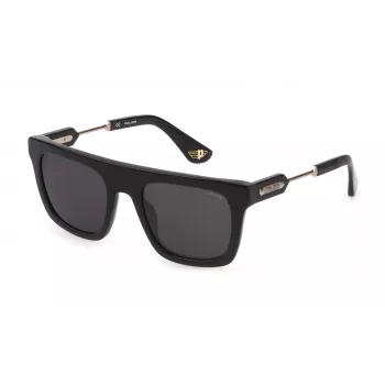 POLICE SPLF71-53700Y Occhiali da sole da uomo rettangolari in acetato nero/grigio 53/21/145 mm