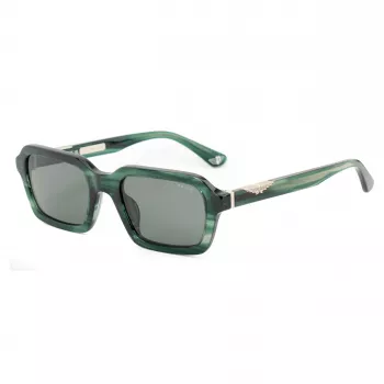 POLICE SPLL14-5309N6 Occhiali da sole da uomo - Montatura in acetato nero, lenti in policarbonato grigie, protezione UV400, 53 mm