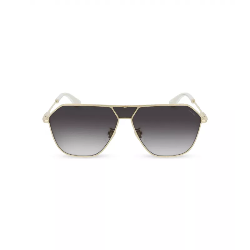 POLICE SPLL89-62300Y Occhiali da sole uomo rettangolari - montatura nera lenti grigie 62mm