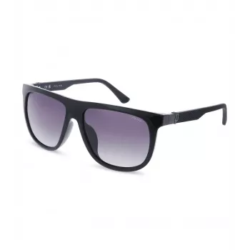 POLICE SPLN33M590Z42 Occhiali da sole uomo - Montatura in acetato nera, lenti in policarbonato grigie, protezione UV400, larghezza lente 59 mm