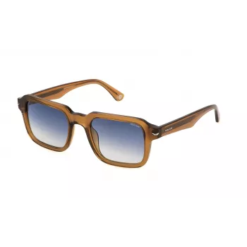 POLICE SPLN36-5206A9 Occhiali da sole da uomo rettangolari - Montatura nera, lenti grigie 52mm
