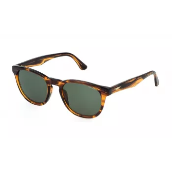 Occhiali da sole uomo POLICE SPLP22-530836 rettangolari, montatura nera, lenti grigie, 53mm