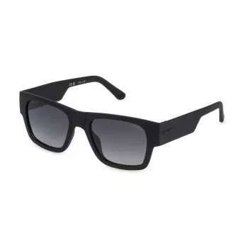Occhiali da sole uomo POLICE SPLP23-54U28P rettangolari polarizzati, montatura nera, lenti grigie, 54mm