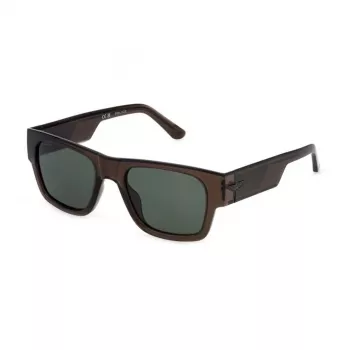 POLICE SPLP23M54M82P Occhiali da sole da uomo rettangolari polarizzati montatura in acetato havana lenti verdi 54mm