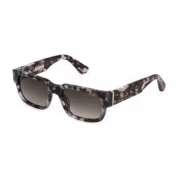 POLICE SPLP24-5407MR Occhiali da sole da uomo - Montatura nera, lenti grigie a specchio, 54 mm