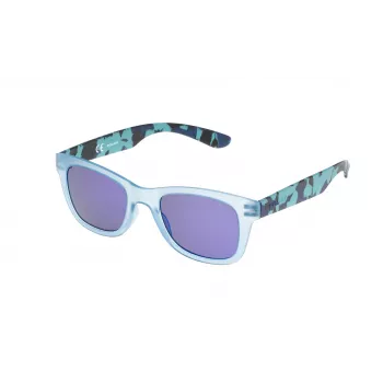 POLICE Occhiali da sole uomo S194450715B rettangolari montatura in acetato blu lenti a specchio 50/22/140 mm