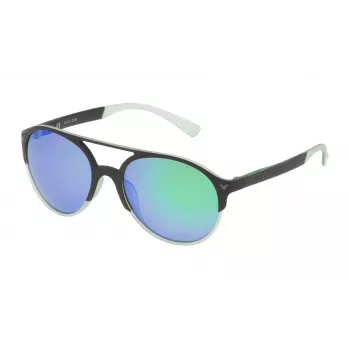 POLICE Occhiali da sole unisex rettangolari SPL163556PCV - Montatura in acetato nera, lenti grigie 55/19/140 mm
