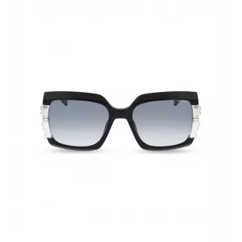 Occhiali da sole donna POLICE SPLG23M570700 montatura geometrica in acetato nera lenti in policarbonato grigie 57mm