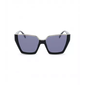 POLICE Occhiali da sole donna SPLL33-570700 - Montatura rettangolare in acetato, lenti in policarbonato grigie, protezione UV400, larghezza lente 57 mm