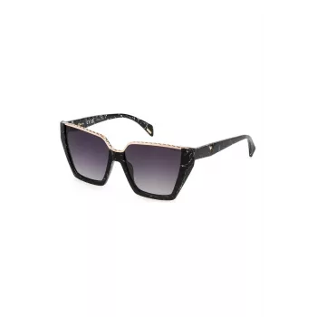 POLICE occhiali da sole da donna SPLL33V570869 - montatura rettangolare in acetato, lenti grigie sfumate, protezione UV400