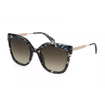 POLICE Occhiali da sole donna SPLG19540XAP rettangolari in acetato nero/grigio 54/21/135 mm UV400