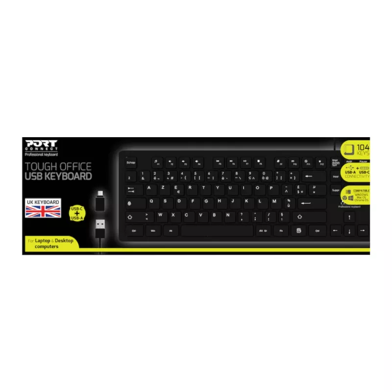 Port Connect Tastiera USB Tough Office - nera