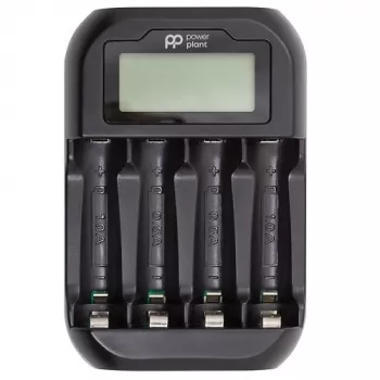 POWER PLANT PP-UN4 Caricabatterie LCD a 4 vani per batterie ricaricabili AA/AAA NiMH NiCd