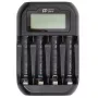 POWER PLANT PP-UN4 Caricabatterie LCD a 4 vani per batterie ricaricabili AA/AAA NiMH NiCd