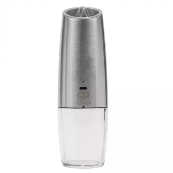 POWER PLANT PP591A macinino elettrico – macinatura in ceramica, luce LED, argento, 63x63x200 mm