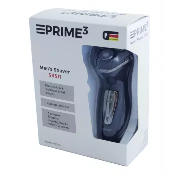 PRIME3 SRS11 rasoio rotativo uomo con trimmer pop-up, nero/argento