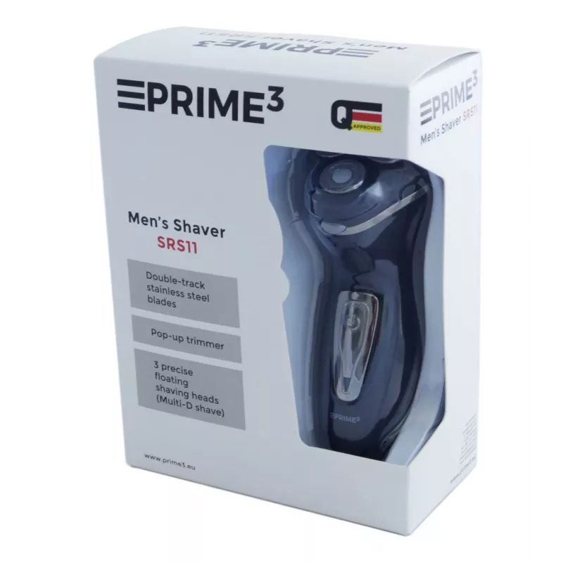 PRIME3 SRS11 rasoio rotativo uomo con trimmer pop-up, nero/argento
