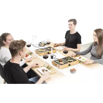 Princess 104040 Dinner4All Pure raclette-grill per 4 persone, bambù, nero, 700 W, cavo 2 m, spina tipo F 01.104040.01.001