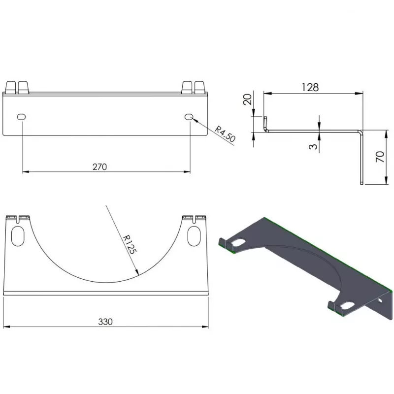 Pro-Line Staffa a Parete per 1 Bombola del Gas, Diametro Max 250 mm, Blu Industriale