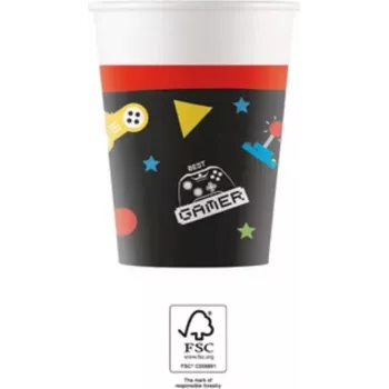 Procos bicchieri di cartone Gaming Party 200 ml, confezione da 8 (93771)