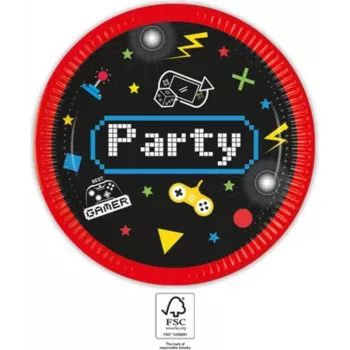 PROCOS piatti di cartone Gaming Party 23cm confezione da 8 (93769)