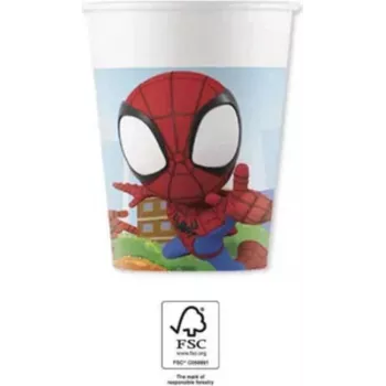Bicchieri di carta Procos Marvel Spider-Man 200ml confezione da 8 bicchieri per feste 94877