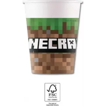 Procos Minecraft Bicchieri di carta 250 ml confezione da 8 95442