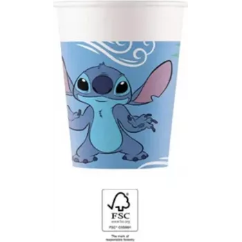 Procos Stitch & Angel Bicchieri di carta 200ml confezione da 8 | Disney Lilo & Stitch bicchieri per feste 96795