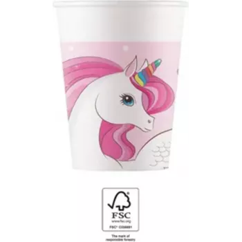 Bicchieri di carta Procos Einhorn Regenbogen 200ml confezione da 8 93759