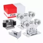 PSG 60.00P.80.19 set carrello scorrevole a sbalzo per guida 80x80x5 mm, portata 400 kg, 2 carrelli con 5 rulli in acciaio ciascuno, acciaio zincato