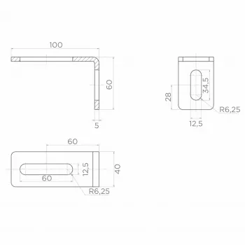 PSG 60.041 supporto per rullo di guida 100x60 mm acciaio zincato
