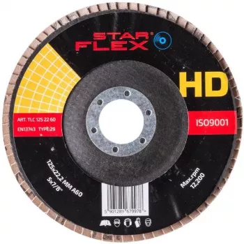 PSG Star Flex T29 SG INOX disco lamellare in ceramica 125 mm, foro 22,23 mm, grana P60, conico tipo 29, per acciaio inox
