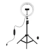 PULUZ Luce ad anello LED 26cm con treppiede fino a 1,1 m e supporto per telefono, alimentazione USB