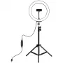 PULUZ Ring light LED 26cm con treppiede fino a 1,1m e supporto per cellulare, USB