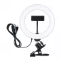 PULUZ PKT3120B ring light professionale 20 cm per vlogging, live streaming e make-up – 80 LED, 10W, 3000K-6500K, dimmerabile in 10 livelli, con clip per monitor e supporto per smartphone – nero