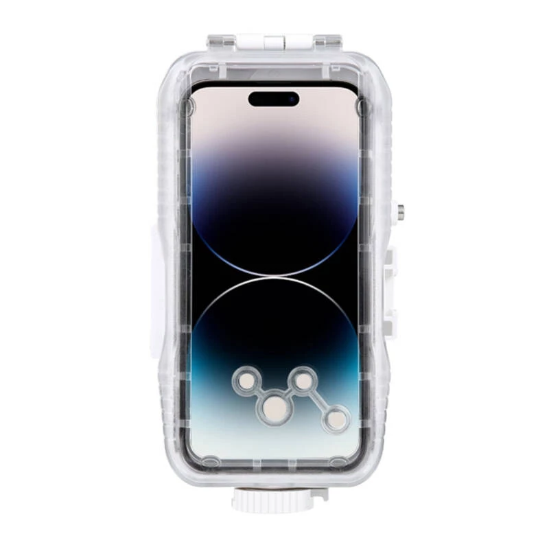 PULUZ Custodia impermeabile in plastica per iPhone 15 Plus/15 Pro Max/14 Plus/14 Pro Max/13 Pro Max/12 Pro Max/11 Pro Max (bianco)