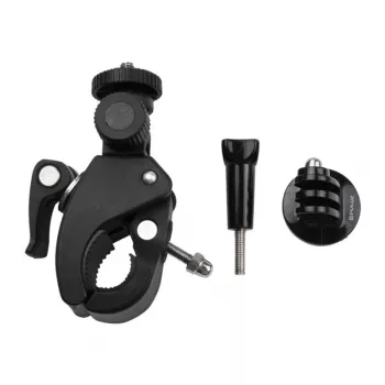PULUZ PU177B Supporto da manubrio per action camera, regolabile a 360°, filettatura per treppiede (nero)
