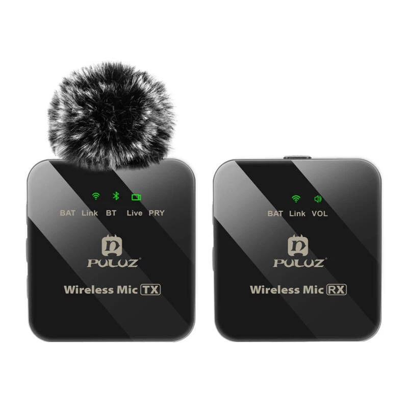 PULUZ PU3153B microfono lavalier wireless 1 TX + 1 RX, 2,4 GHz, USB-C, condensatore omnidirezionale, riduzione del rumore, plug-and-play per Android e PC