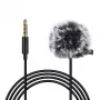PULUZ PU424 Microfono Lavalier 1,5 m 3,5 mm TRRS Microfono a Condensatore Omnidirezionale a Clip per Smartphone, Fotocamere DSLR, Laptop - Nero