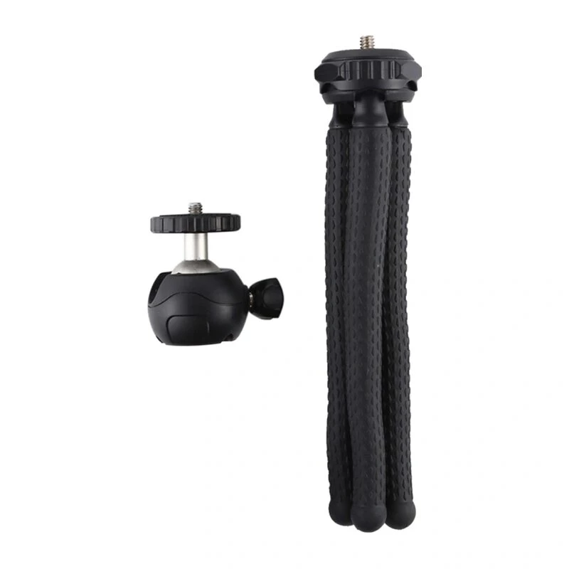 PULUZ PU435 mini treppiede Octopus treppiede flessibile pieghevole con testa a sfera 360° e supporto per smartphone per smartphone, fotocamere compatte, action cam, piccole fotocamere mirrorless, carico max 1,2 kg, nero