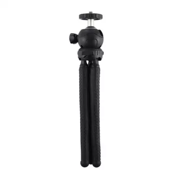 PULUZ PU435 mini treppiede Octopus treppiede flessibile pieghevole con testa a sfera 360° e supporto per smartphone per smartphone, fotocamere compatte, action cam, piccole fotocamere mirrorless, carico max 1,2 kg, nero