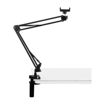 PULUZ PU650B Supporto per live streaming con porta smartphone (nero) – Supporto da tavolo con ring light LED da 16 cm