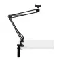 PULUZ PU650B Supporto per live streaming con porta smartphone (nero) – Supporto da tavolo con ring light LED da 16 cm