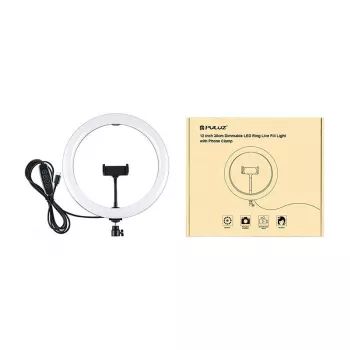 PULUZ PU656B luce ad anello LED da 10 pollici con supporto per telefono e treppiede, 12W, 3000K-6500K, alimentazione USB, per live streaming, TikTok, YouTube, trucco, fotografia