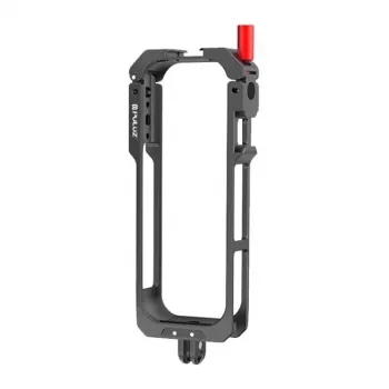 Gabbia protettiva in lega di alluminio PULUZ PU759B per action camera Insta360 X5 con filetti da 1/4 di pollice-20 e slitta cold shoe